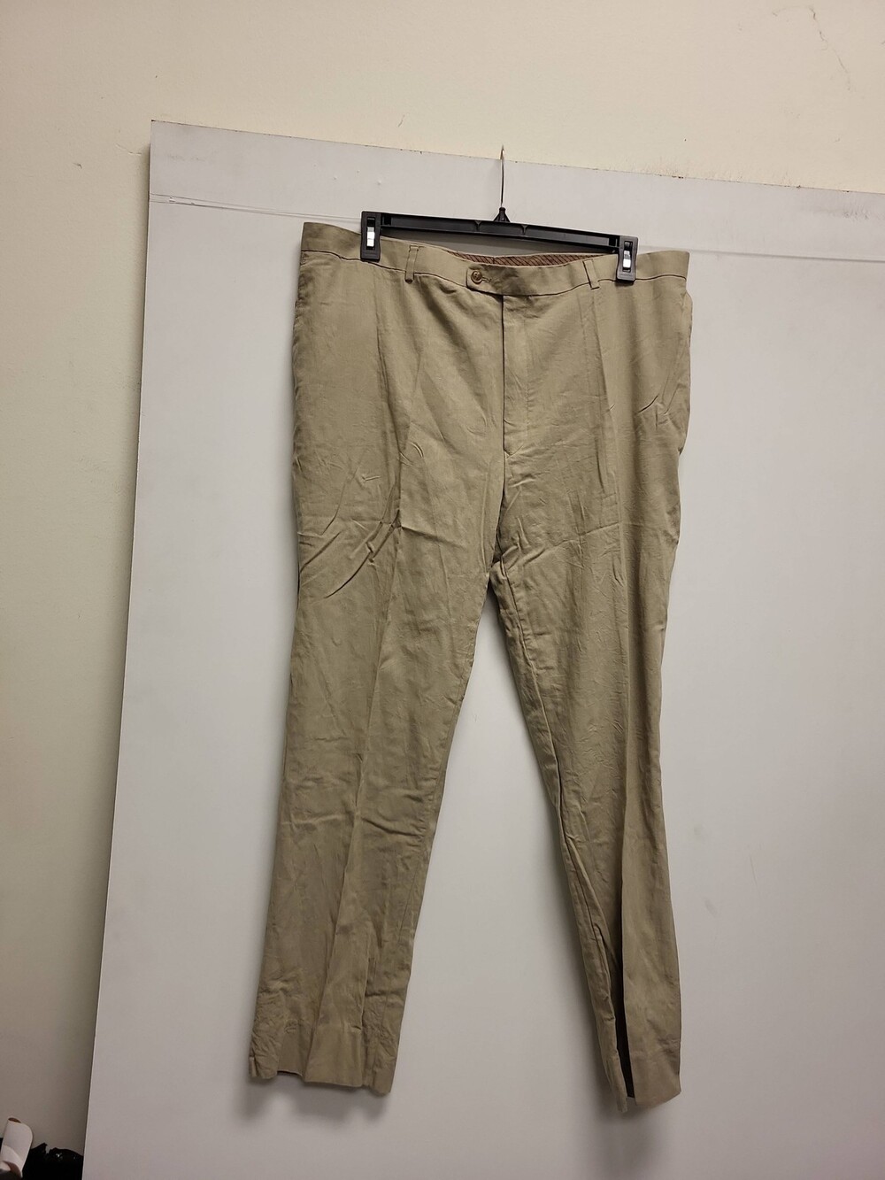 LINEAGE Milan New York Paris Mens Dress Pants 45L Beige Flat Front Trousers